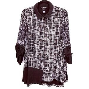 Ali Miles Womens Top Black White M Office Artsy Career Wear Modern Mixed‎ Media